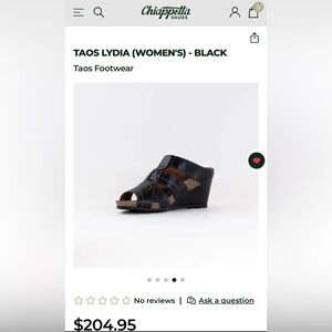 TAOS NWOT Lydia Leather Wedge Sandal Casual  Career Comfort Black Size 40